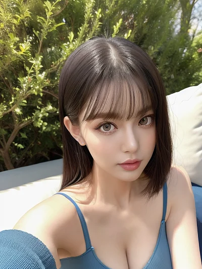 俏皮可爱女孩蓝色内衣博物馆背景