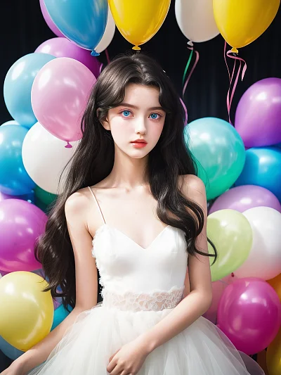 16岁少女彩色气球摄影 