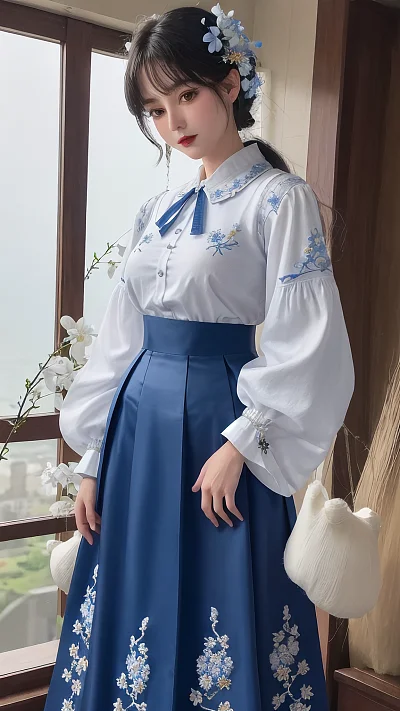 高端汉元素绣花长裙套装