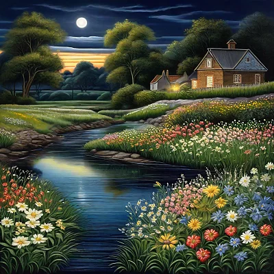 东部乡村夏日午夜风景