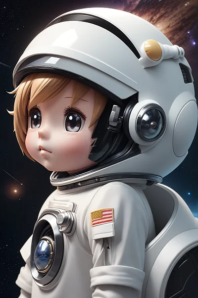 可爱3D动漫宇航员男孩数字艺术