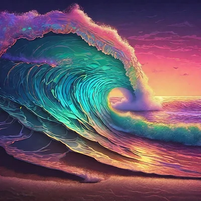 夜间彩虹色波浪动画