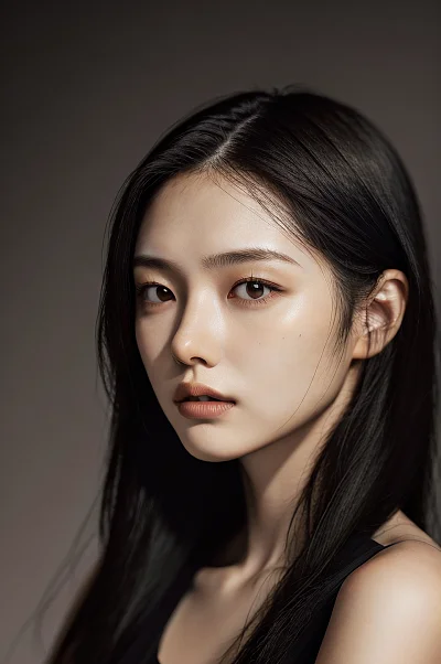 深色主题高对比度女性肖像
