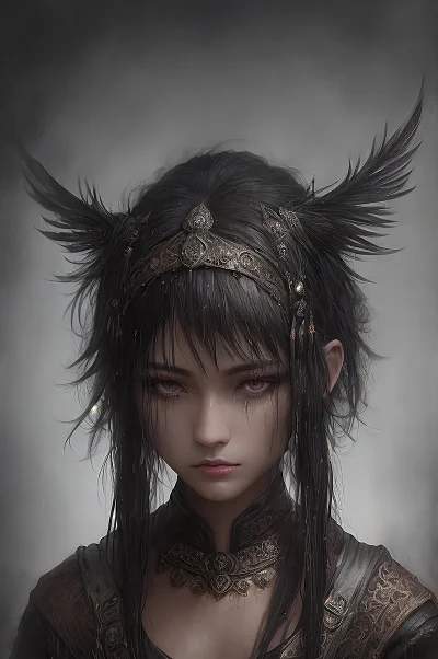 黑发女孩黑色妆容神秘风格