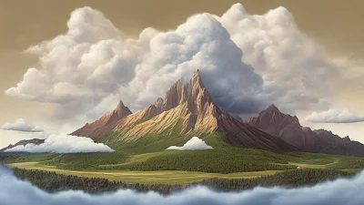 儿童绘本中的云端高山