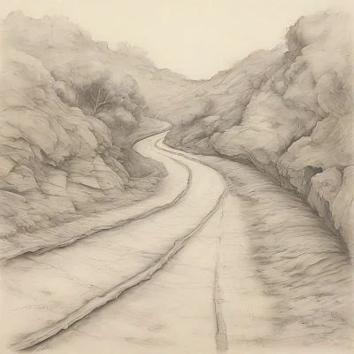 铅笔画长路 