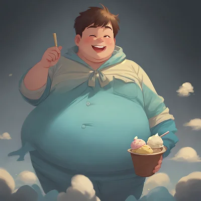 可爱男孩微笑吃雪糕卡通画