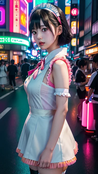 涩谷街头日本女仆装少女4K实拍