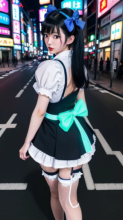 日本女孩涩谷街头穿法国女仆装