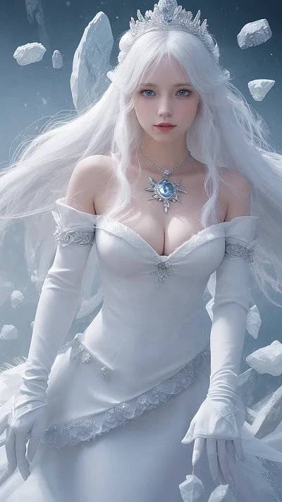 冰雪皇后白发水晶裙
