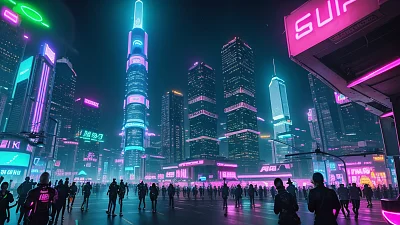 赛博朋克风格未来城市景观