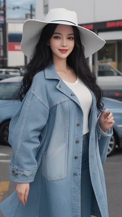 8K高清黑色长卷发美女