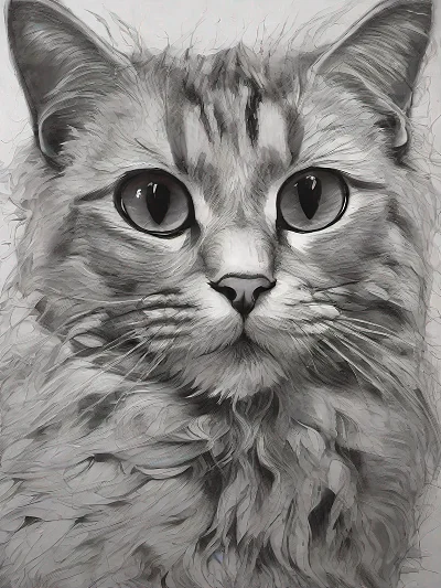 黑白漫画风格猫绘纹理阴影