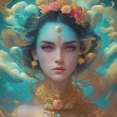 水下迷幻泡泡云金饰花脸艺术