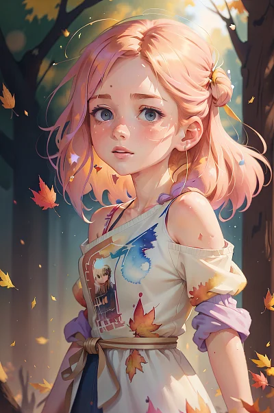 水彩风格半身女性肖像画