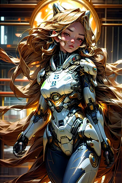 美少女机甲战士长发飘逸