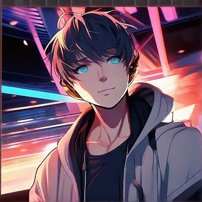 夜晚动漫少年带耳机