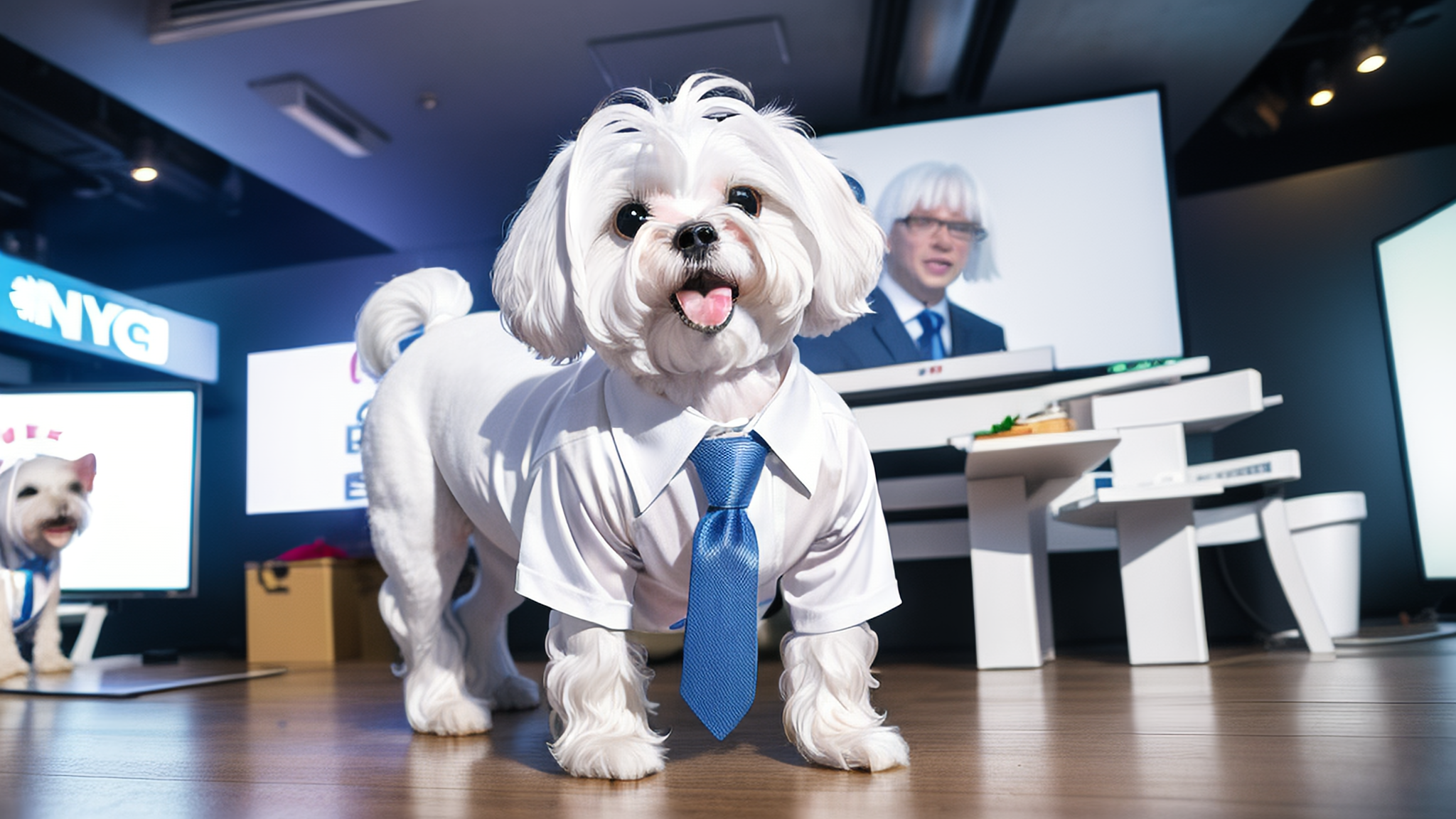马耳他犬纽约证券交易所时尚装扮