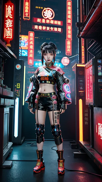国潮赛博朋克机器人女孩时尚文化