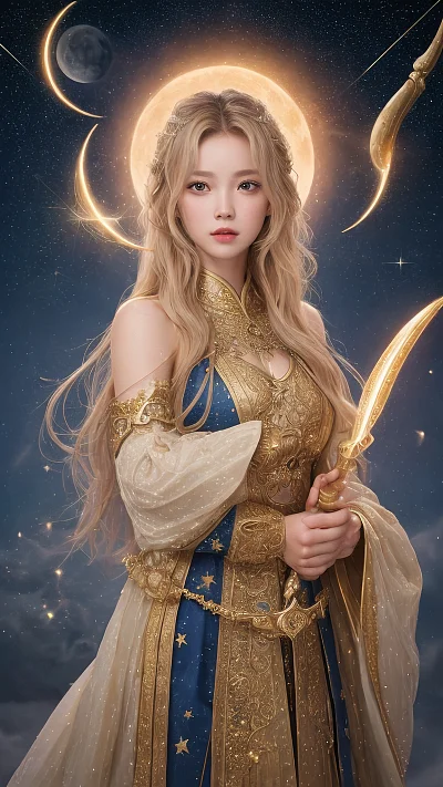 浅色头发魔法师少女梦幻星空