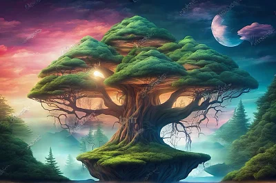 魔法森林幻想艺术漂浮岛屿