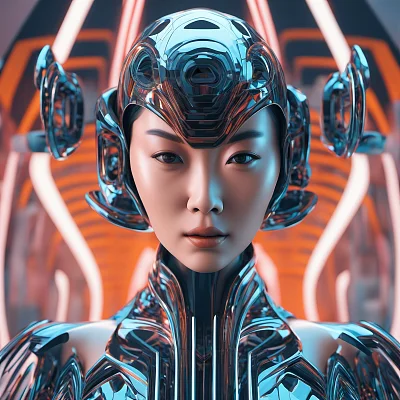 未来女性数字艺术3D渲染