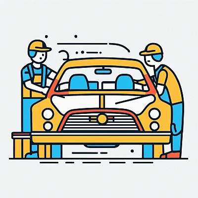 现代汽车维修矢量图标设计