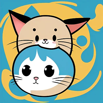 卡通动漫风格猫脸涂鸦