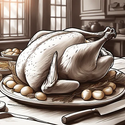 暖色调插画风格烧鸡照片