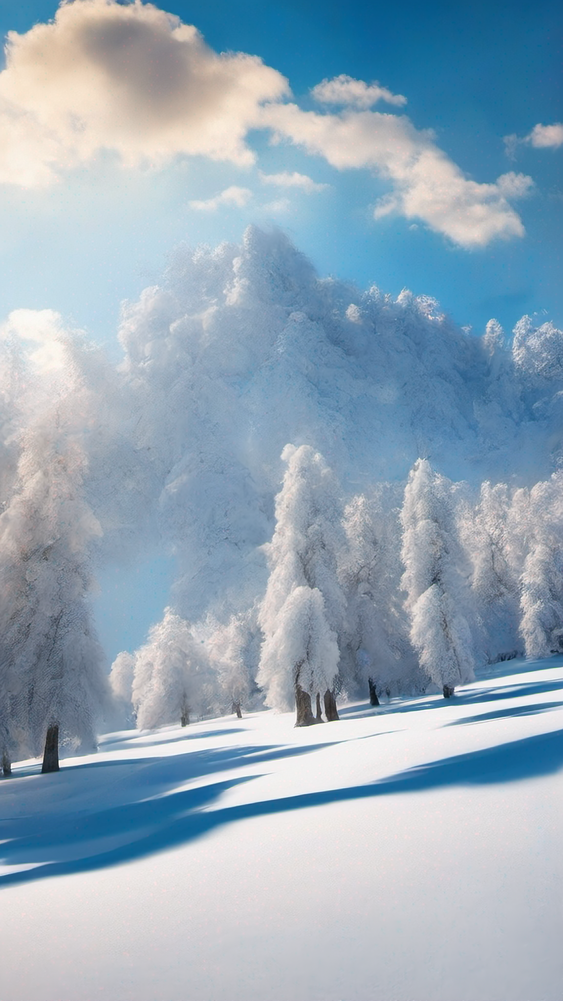 冬日雪景蓝天白云