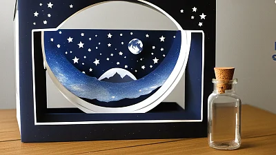 星夜瓶中月亮透视模型