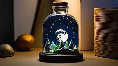 瓶中星夜月亮模型
