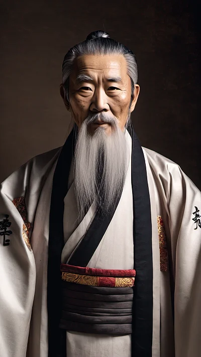 汉服长袍老年男性胡须肖像