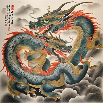 龙宝宝中国画高清怀抱图