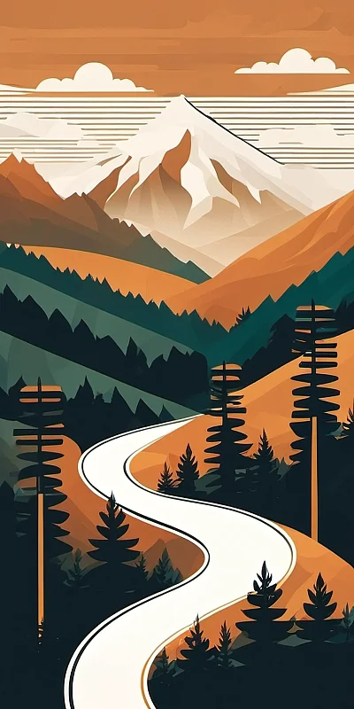 矢量艺术森林山脉景观