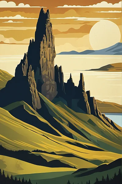 斯托尔老人插画宏伟风景