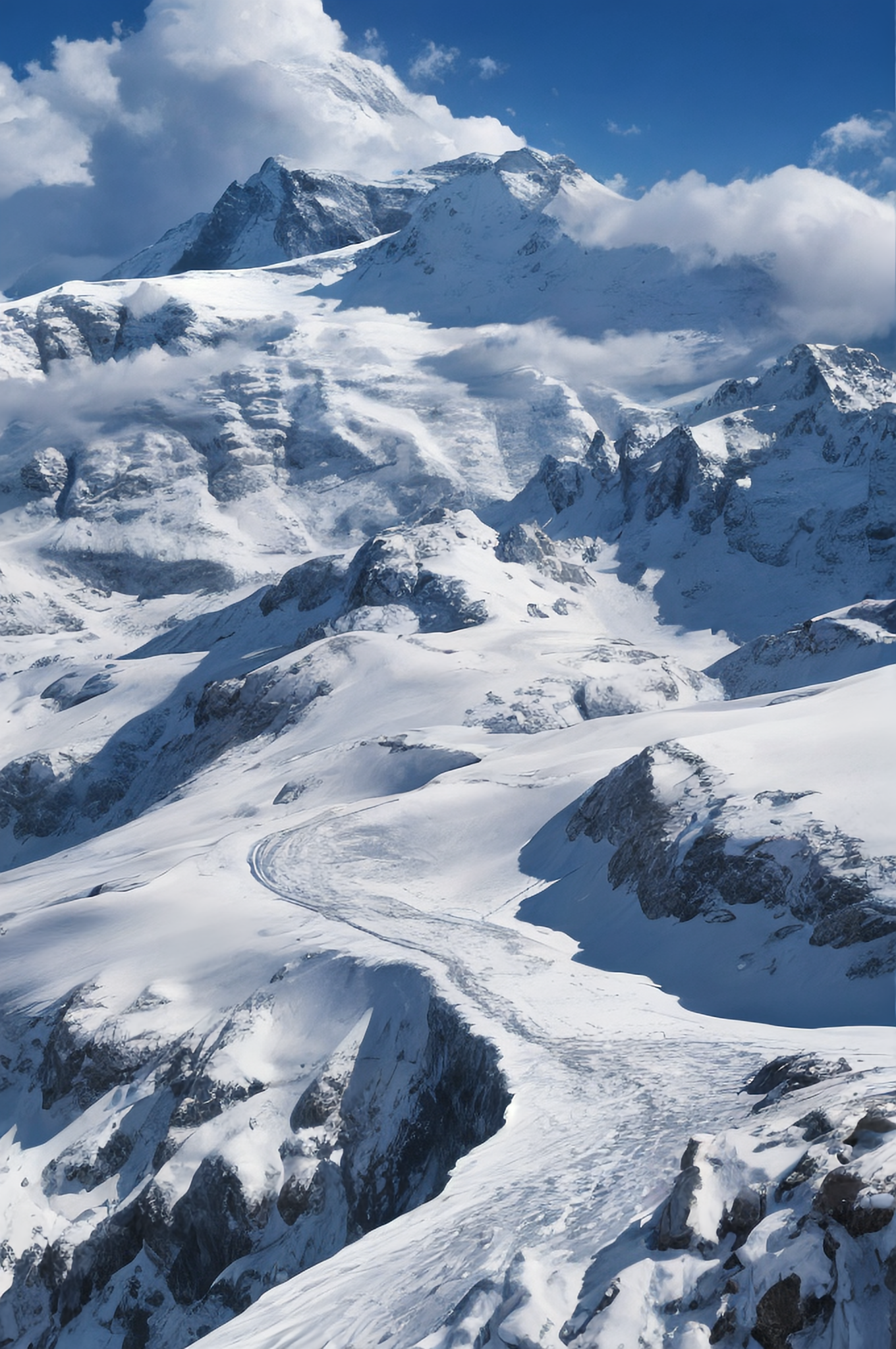 宁静雪山超现实美景