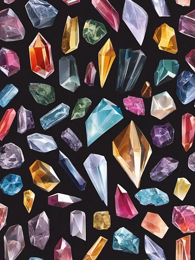 黑色背景晶体集合展示