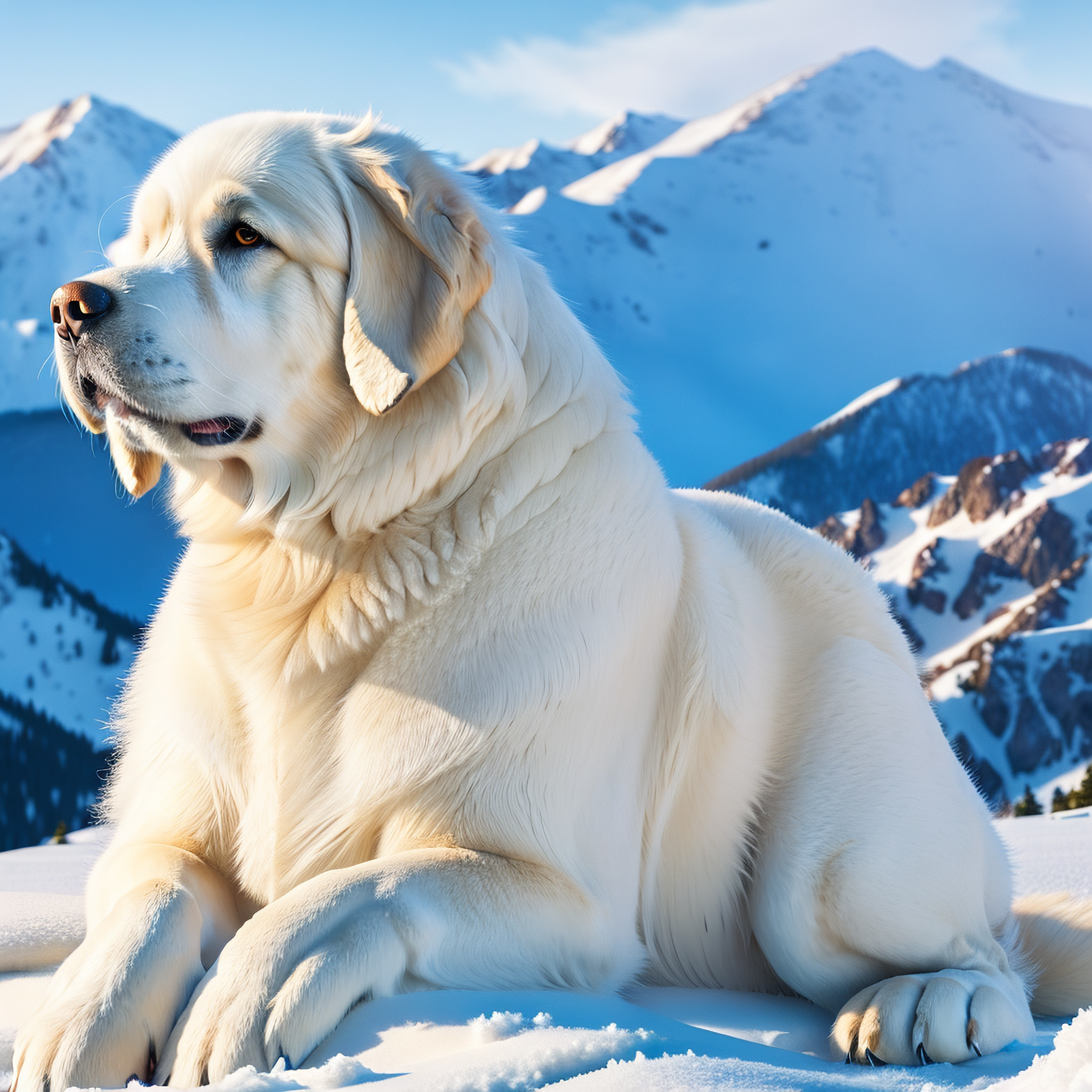 比利牛斯山犬与雪人插图