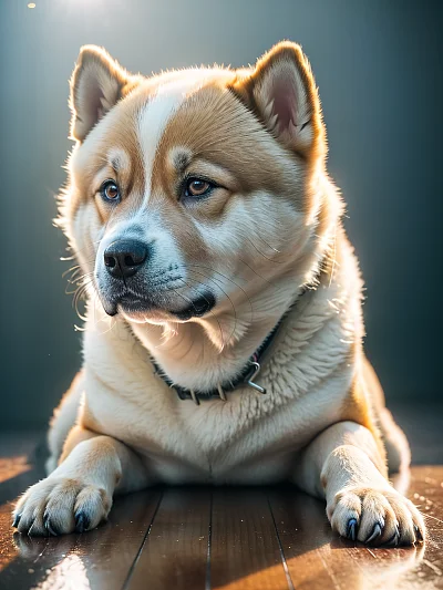 秋田犬疫苗接种过程摄影