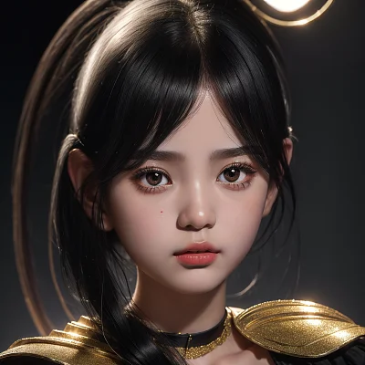 黑发黑眼瘦弱小女孩魔法形象