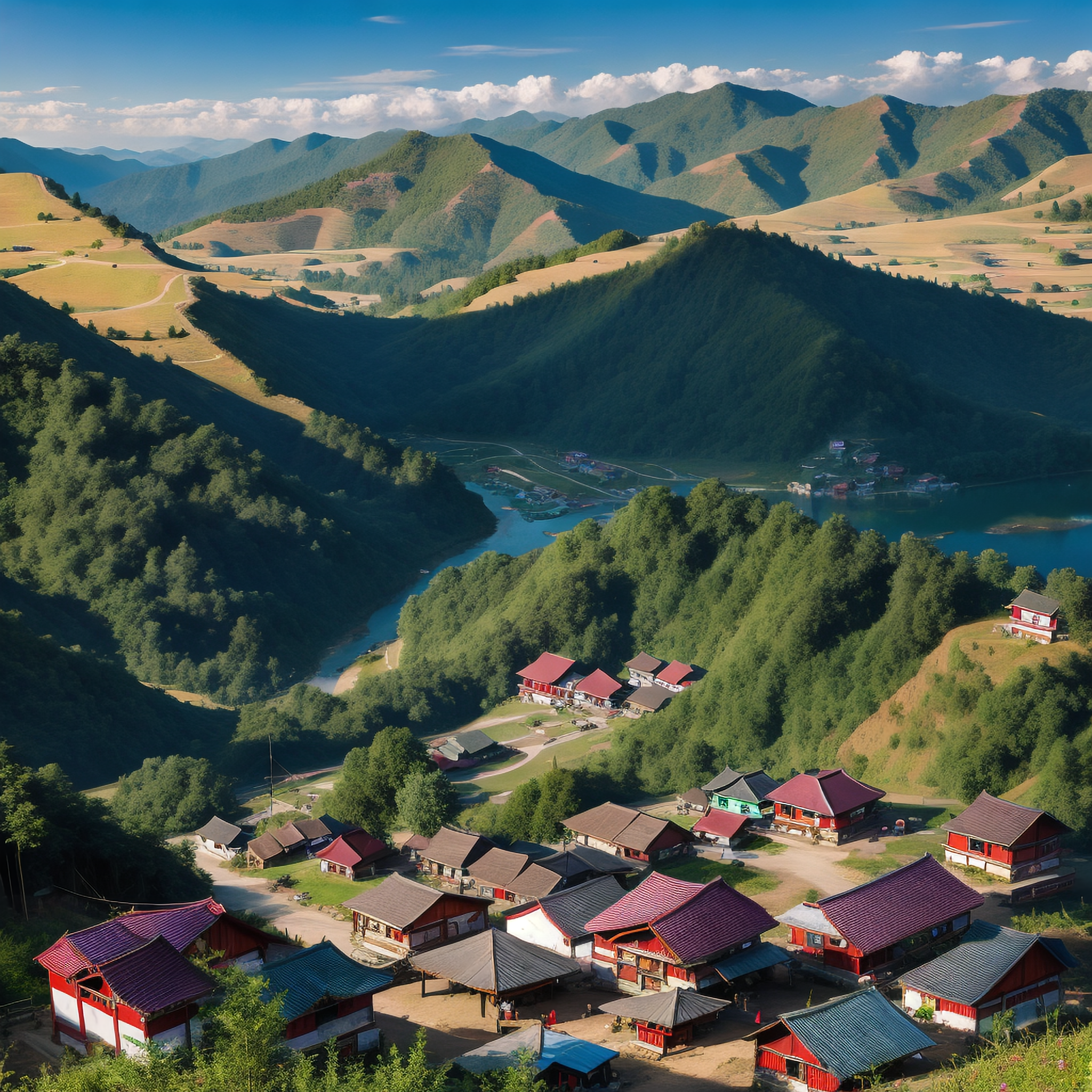 苗族特色山顶村落风光