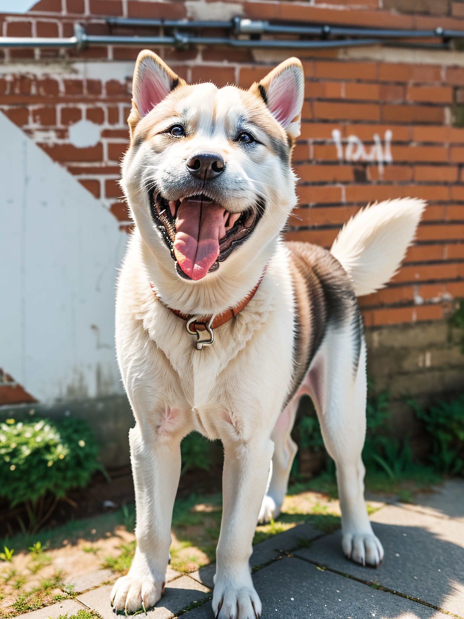 秋田犬好奇眼神与活泼个性摄影