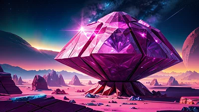 外星球粉红钻石晶体数字艺术