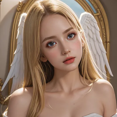 魔法灯光下的白衣天使女孩