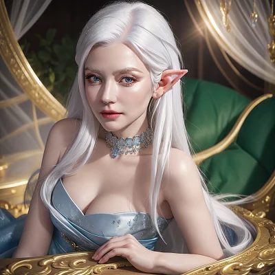 魔法精灵女性白发形象