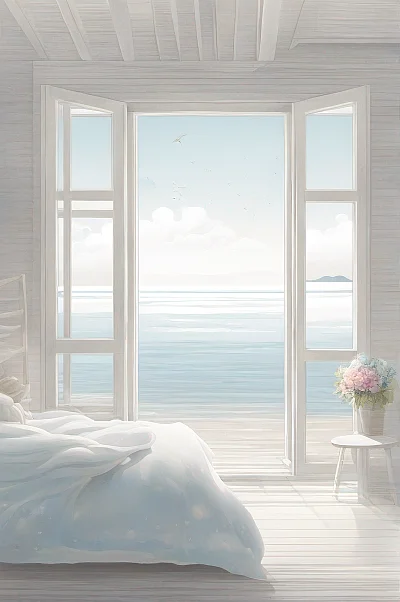 天使浮世绘海边插图