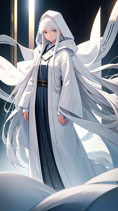 白色长发女孩肖像