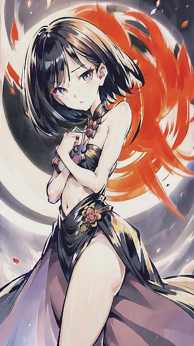东方侠女水墨画