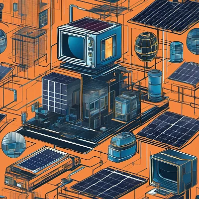 赛博朋克风格户用光伏系统设计图